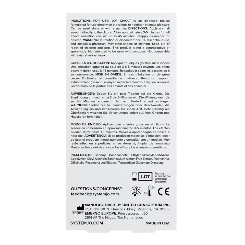 JO 12 Volt Clitoral Stimulant - Original - Stimulant 0.34 floz / 10 mL