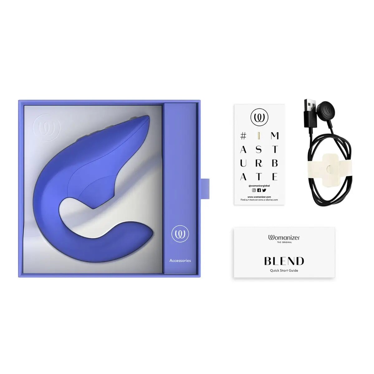 Womanizer - Blend Rabbit Vibrator with Pleasure Air Technology Vibrant Blue