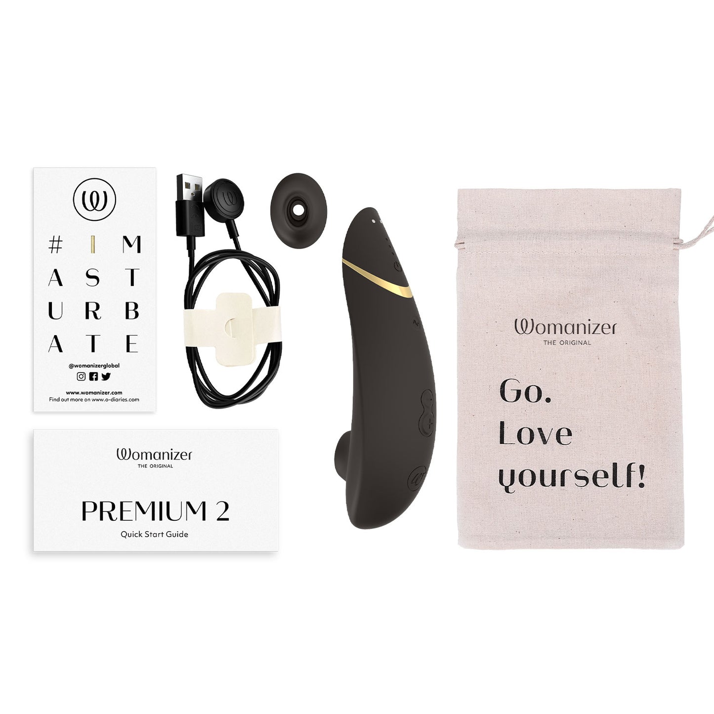 Womanizer - Premium 2 Silicone Rechargeable Clitoral Stimulator Black