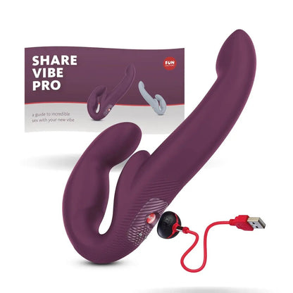 Fun Factory - Share Vibe Pro Vibrating Strapless Strap-on Double-Ended Dildo Burgundy