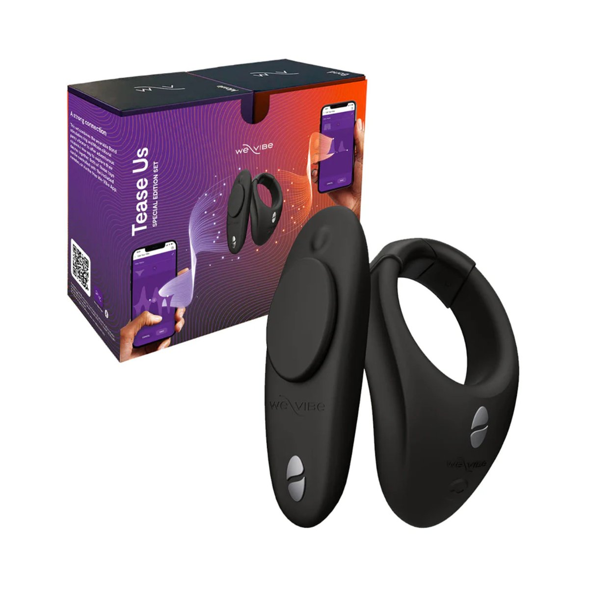 We-Vibe - Tease Us Set Bond + Moxie App-Controlled  Wearable Cock Ring and Clitoral Vibrator (Black)