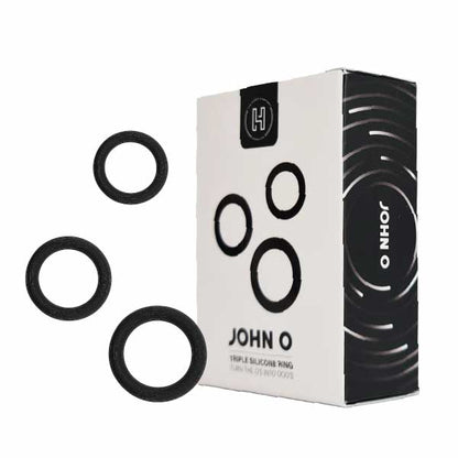 The Horny Company - John O Triple Silicone Cock Ring (Set of 3, Black)