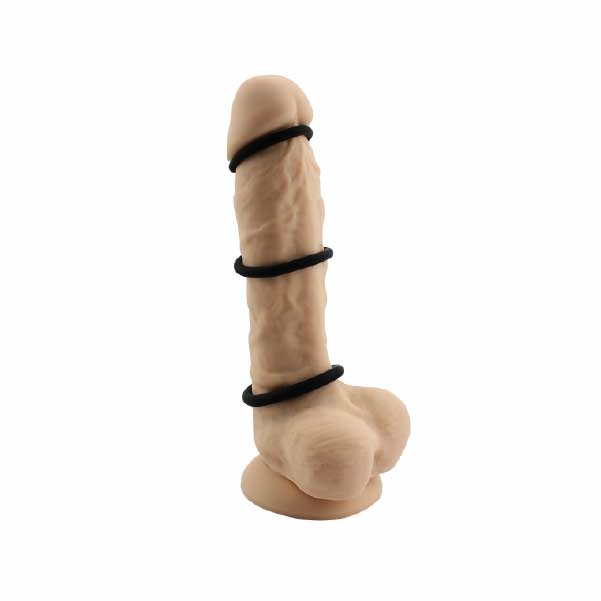 The Horny Company - John O Triple Silicone Cock Ring (Set of 3, Black)