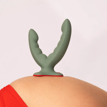 Fun Factory - Ryde Double Head Grinding Silicone Dildo with Suction Cup Wild Olive