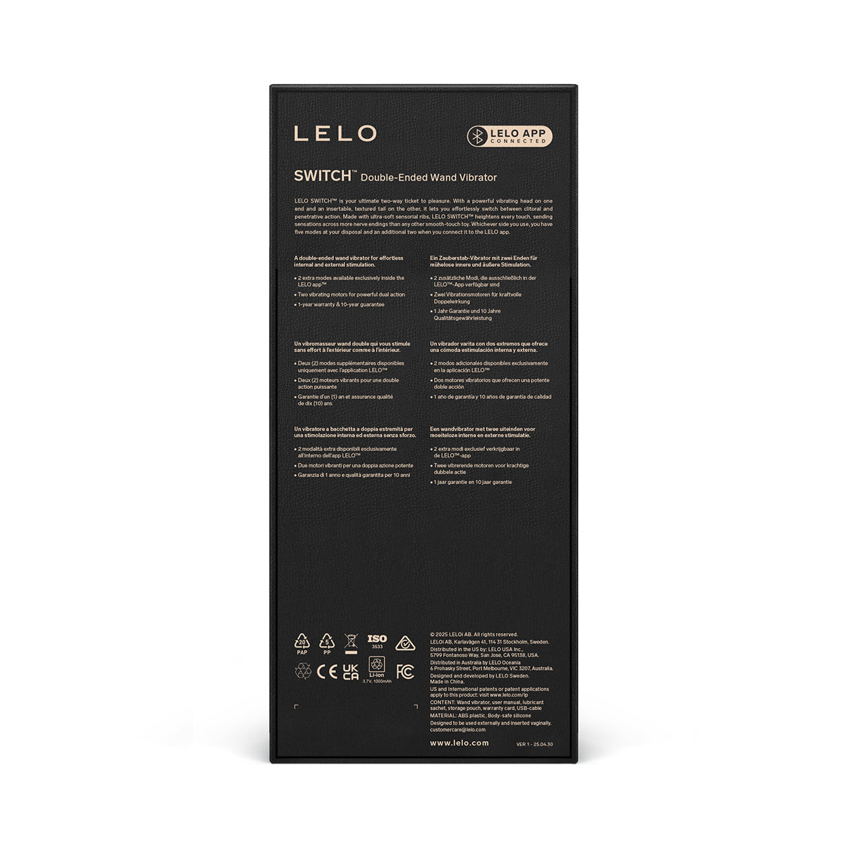 Lelo - Switch App-Controlled Double-sided Wand Vibrator Soft Pink