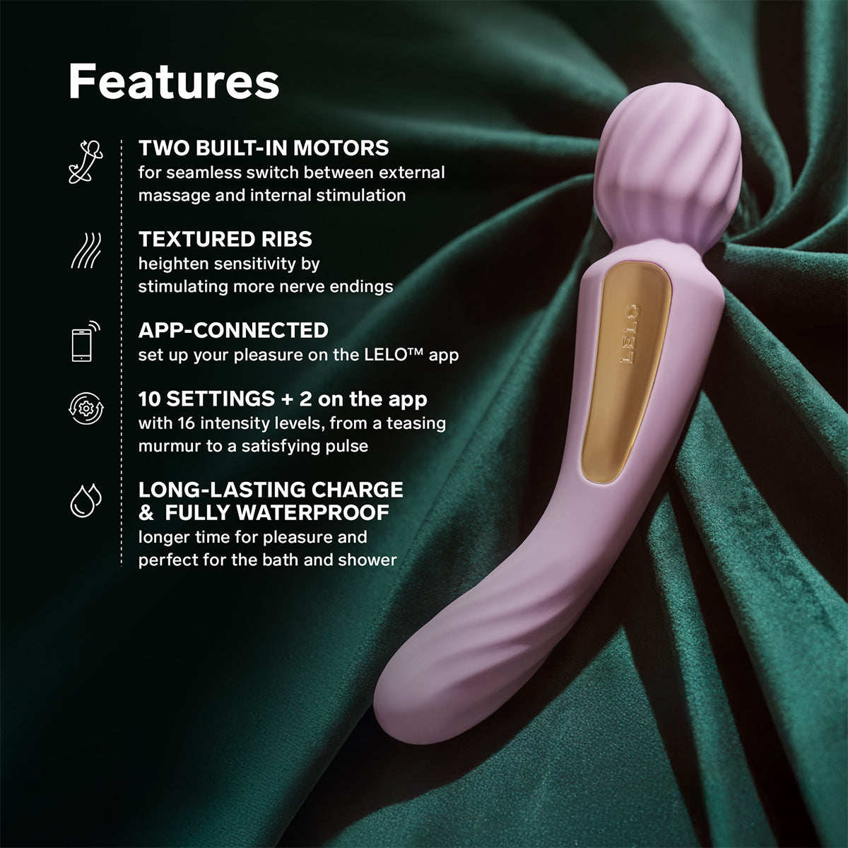 Lelo - Switch App-Controlled Double-sided Wand Vibrator Soft Pink