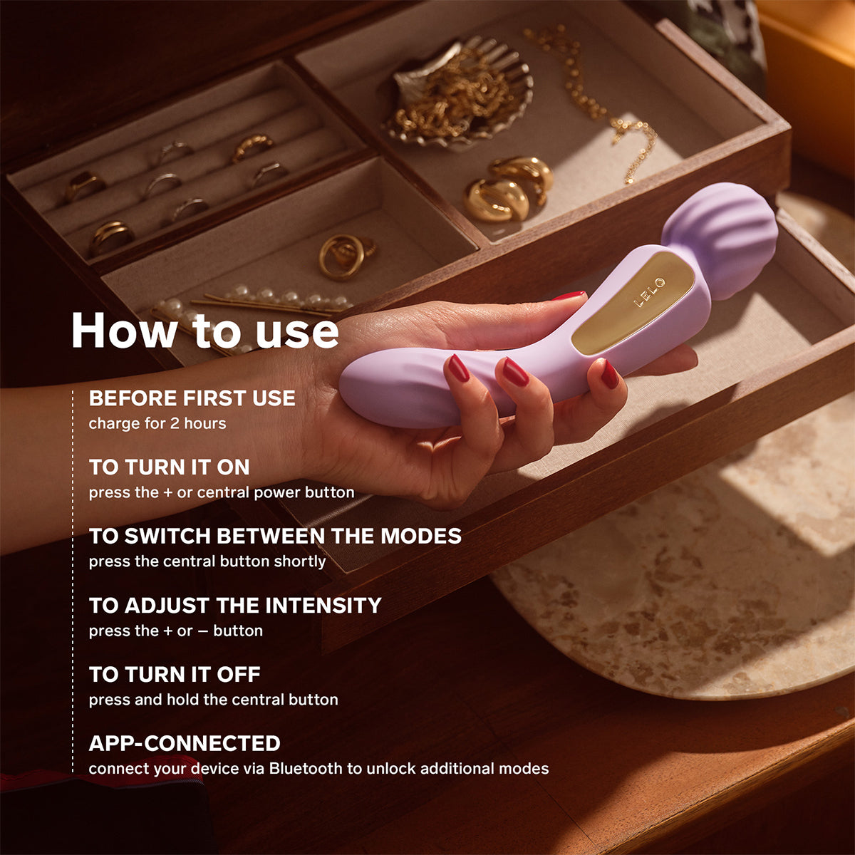 Lelo - Switch App-Controlled Double-sided Wand Vibrator Soft Pink