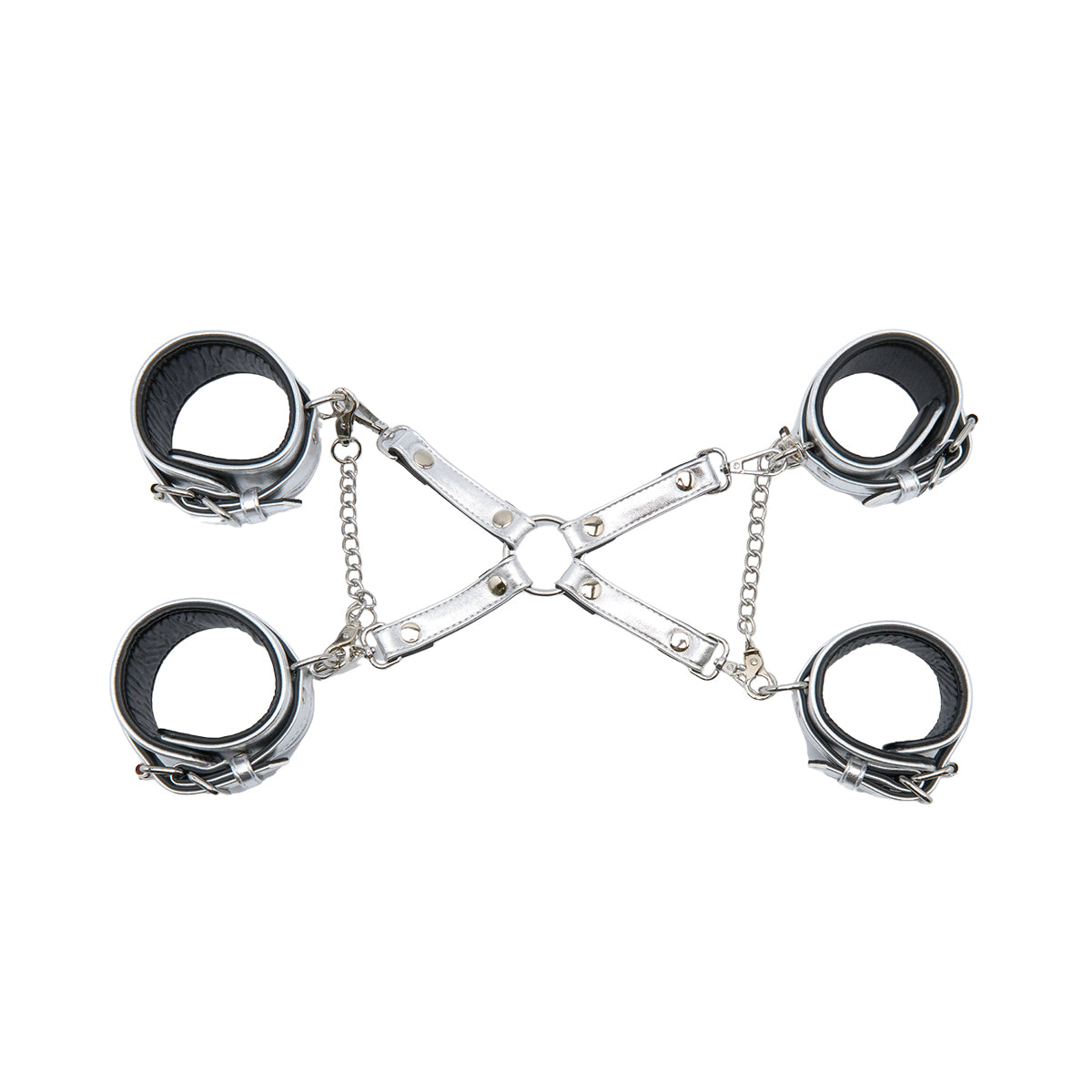 SM Club - Adjustable Ankle Cuffs with Chain Silver