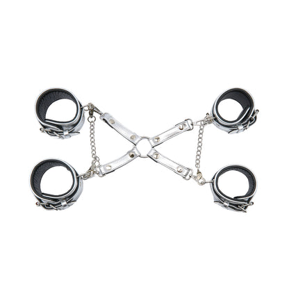 SM Club - Adjustable Ankle Cuffs with Chain Silver