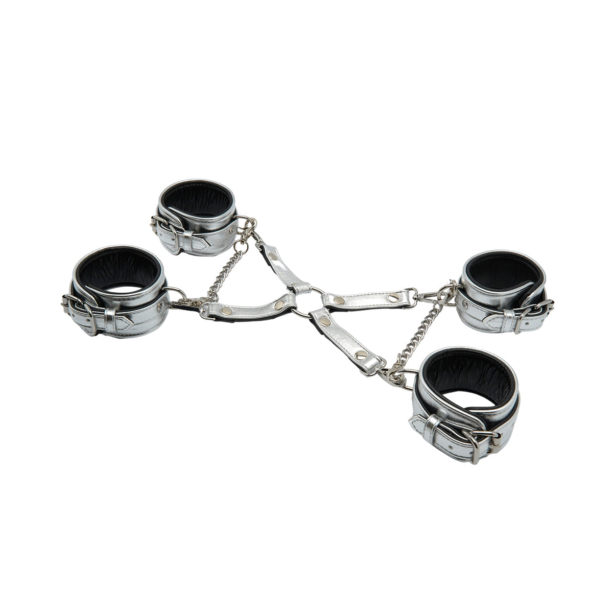 SM Club - Adjustable Ankle Cuffs with Chain Silver