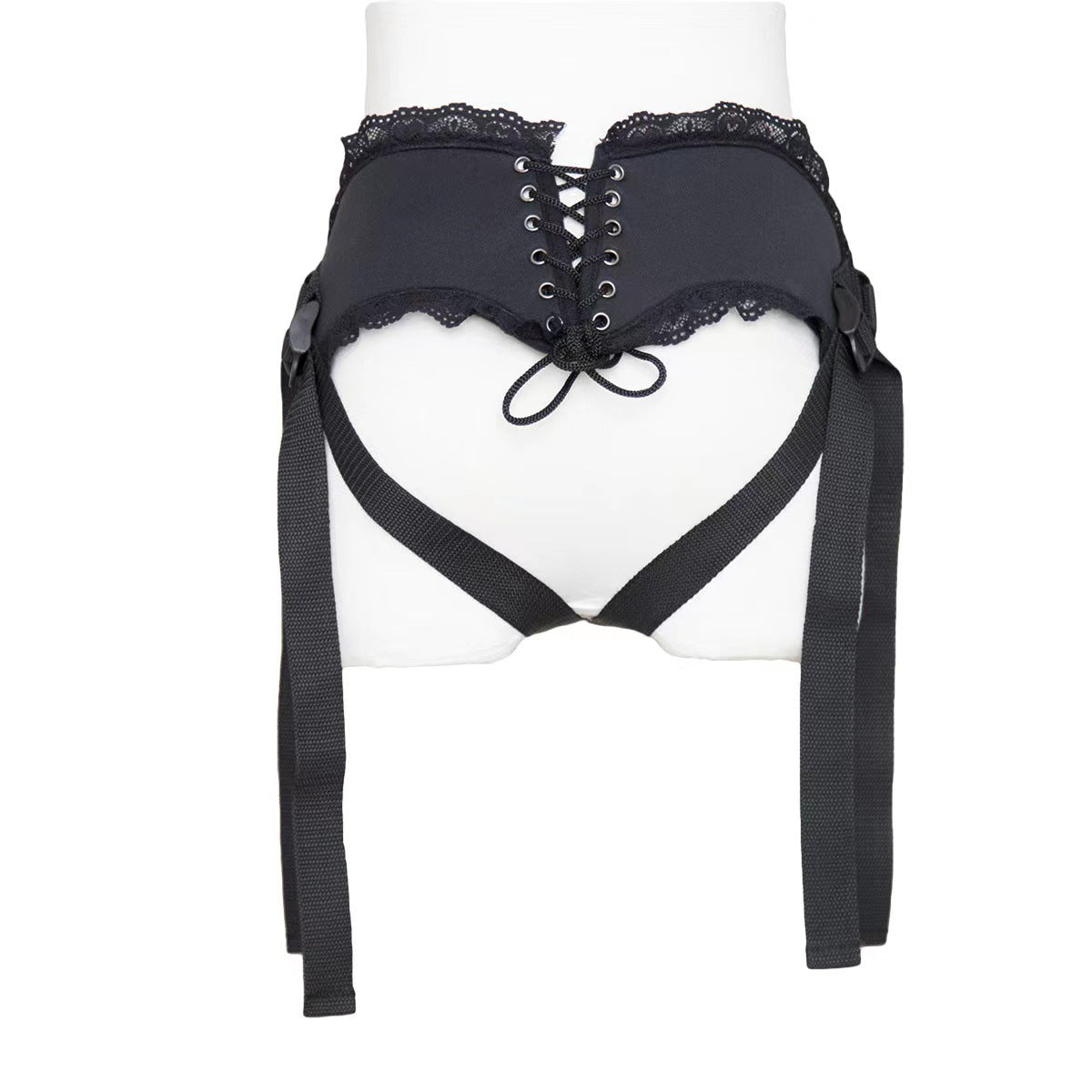 Black Dragon Strap-on Harness with Lace Details