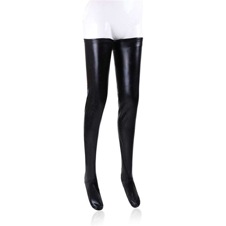 Black Dragon Faux Leather Thigh High Stockings With Anti-slip Large