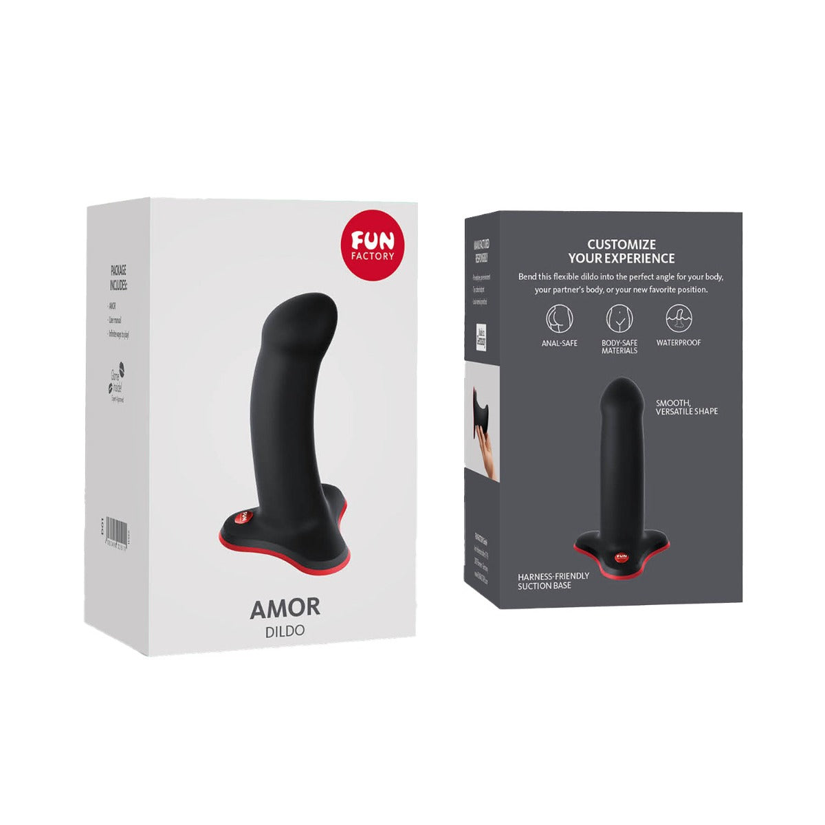 Fun Factory - Amor Harness-Compatible Silicone Dildo with Suction Cup Black