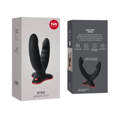 Fun Factory - Ryde Double Head Grinding Silicone Dildo with Suction Cup Black