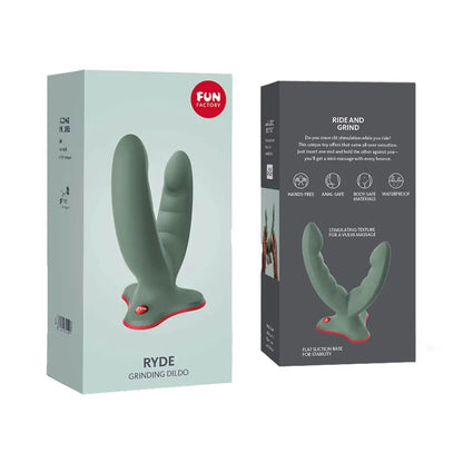 Fun Factory - Ryde Double Head Grinding Silicone Dildo with Suction Cup Wild Olive