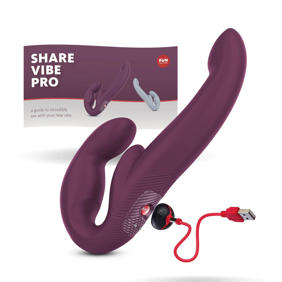 Fun Factory - Share Vibe Pro Vibrating Strapless Strap-on Double-Ended Dildo Cool Grey