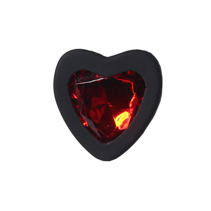 Funky Fantasy Series – Red Heart Gem Black Silicone Anal Plug Medium