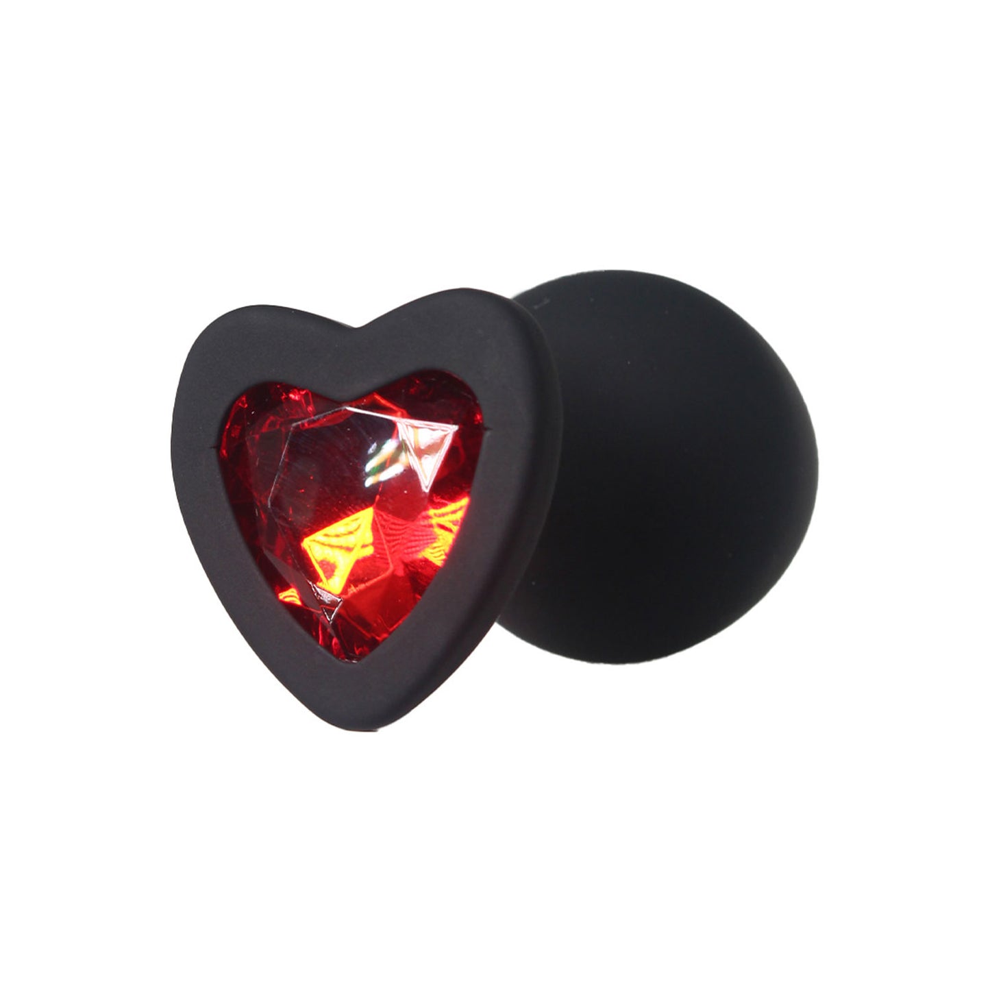 Funky Fantasy Series – Red Heart Gem Black Silicone Anal Plug Medium
