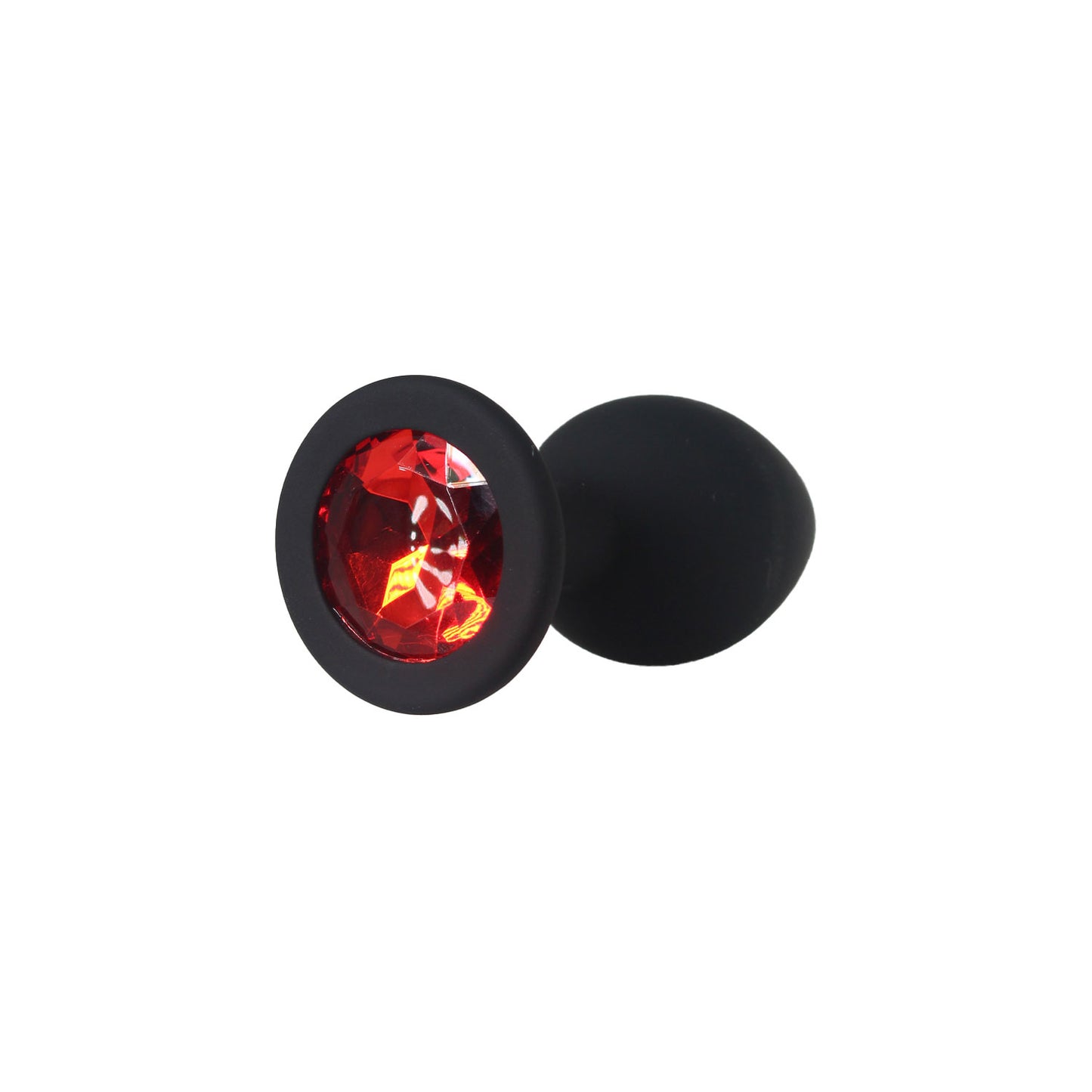 Funky Fantasy Series - Red Gem Black Silicone Anal Plug Small