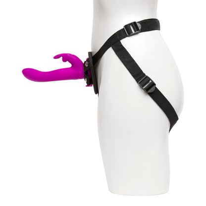 Happy Rabbit - Rechargeable Vibrating Strap On Harness Set (Purple)