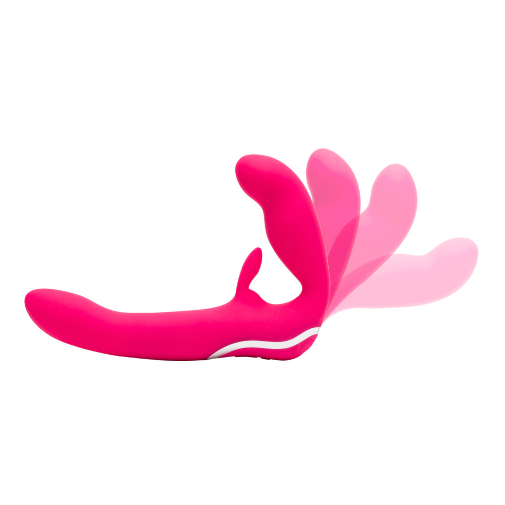 Happy Rabbit - Rechargeable Vibrating Strapless Strap On (Pink)