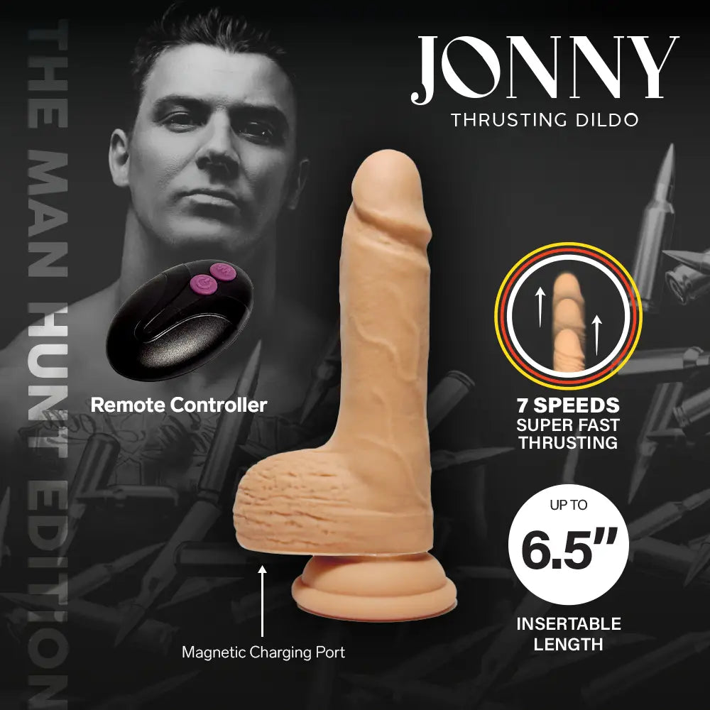 The Man Hunt - Jonny Realistic Rechargeable Thrusting Dildo 6.5 Inches with Remote