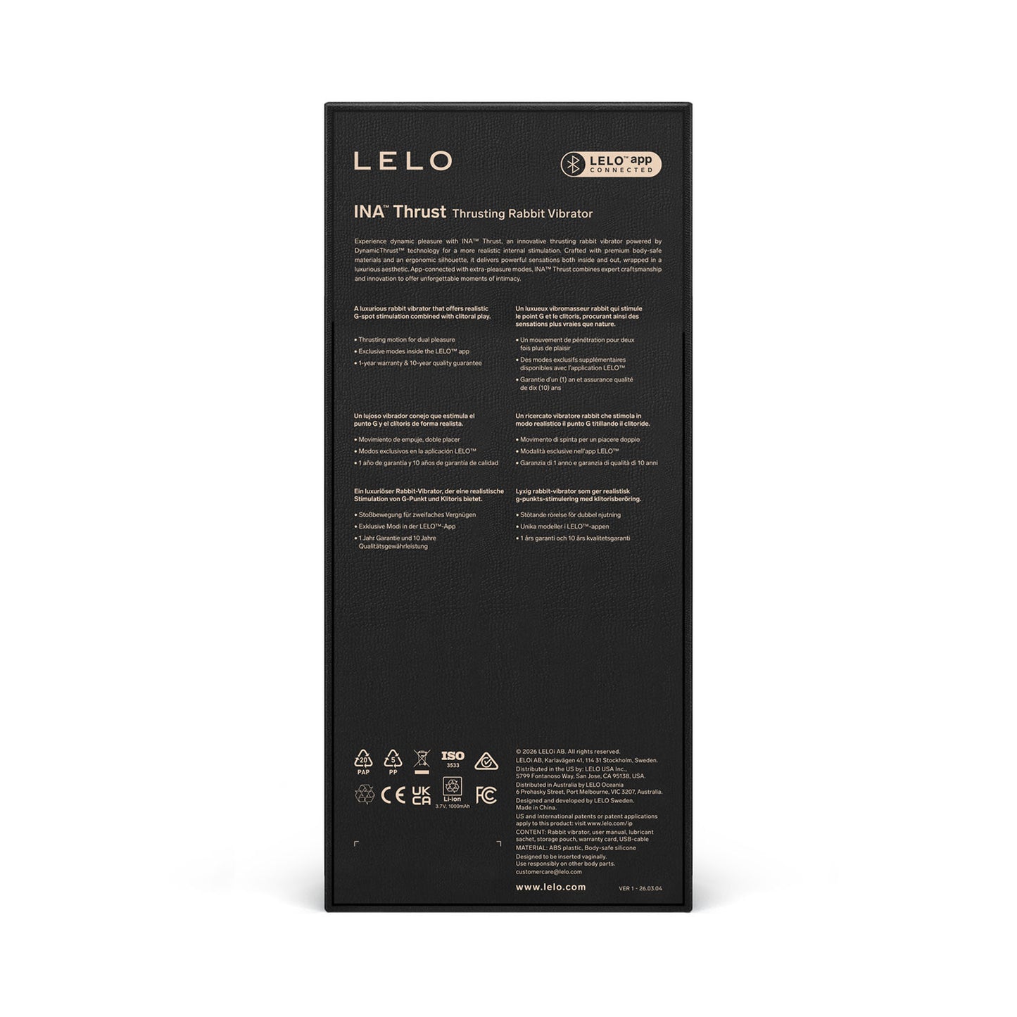 [PRE-ORDER] Lelo - Ina Thrust App-Controlled Rabbit Vibrator Purple Twilight