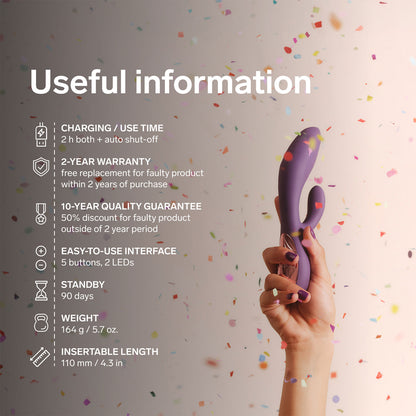 [PRE-ORDER] Lelo - Ina Thrust App-Controlled Rabbit Vibrator Purple Twilight