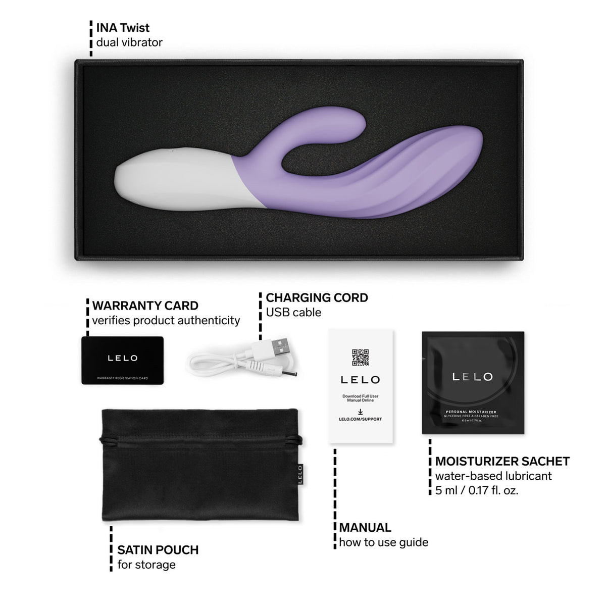 Lelo - Ina Twist App-Controlled Rabbit Vibrator Lavender