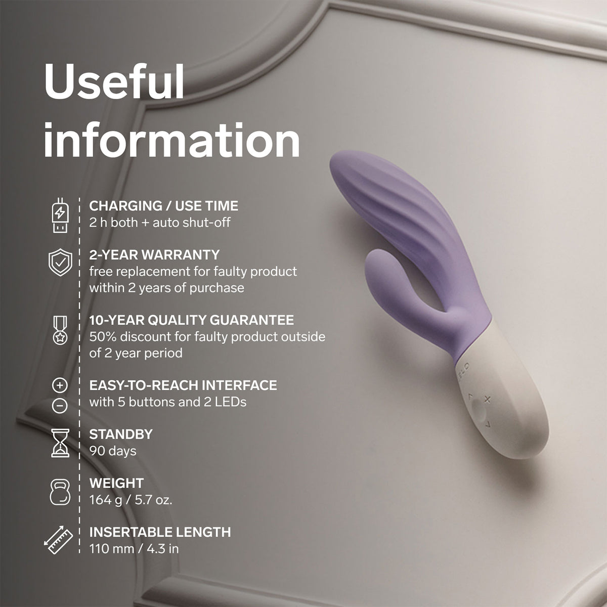 Lelo - Ina Twist App-Controlled Rabbit Vibrator Lavender