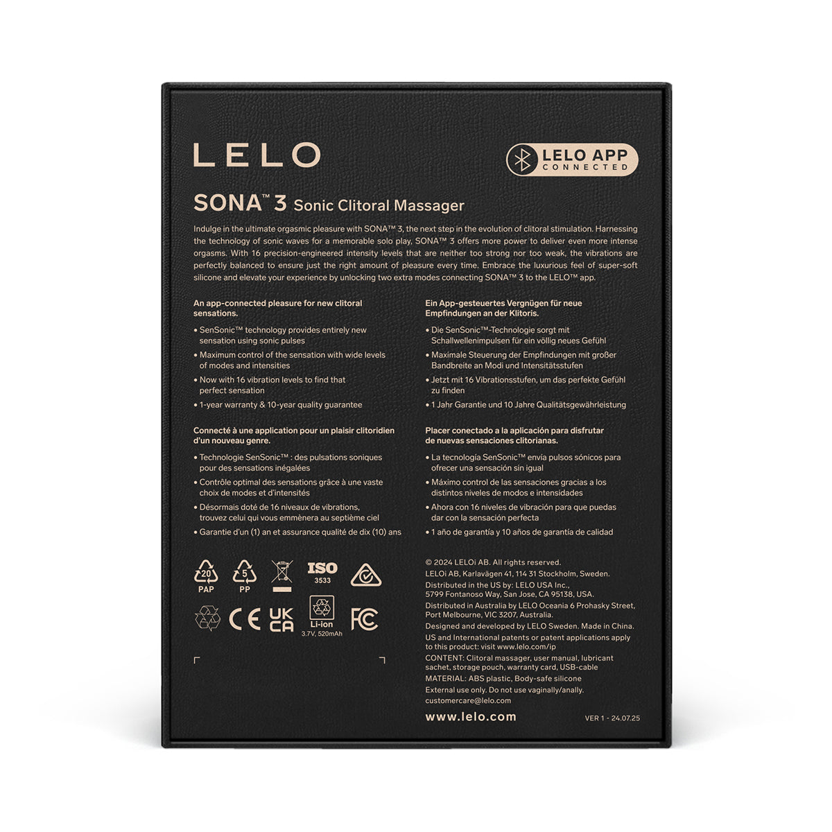 Lelo - Sona 3 Sensonic App-Controlled Clitoral Stimulator Violet Dusk