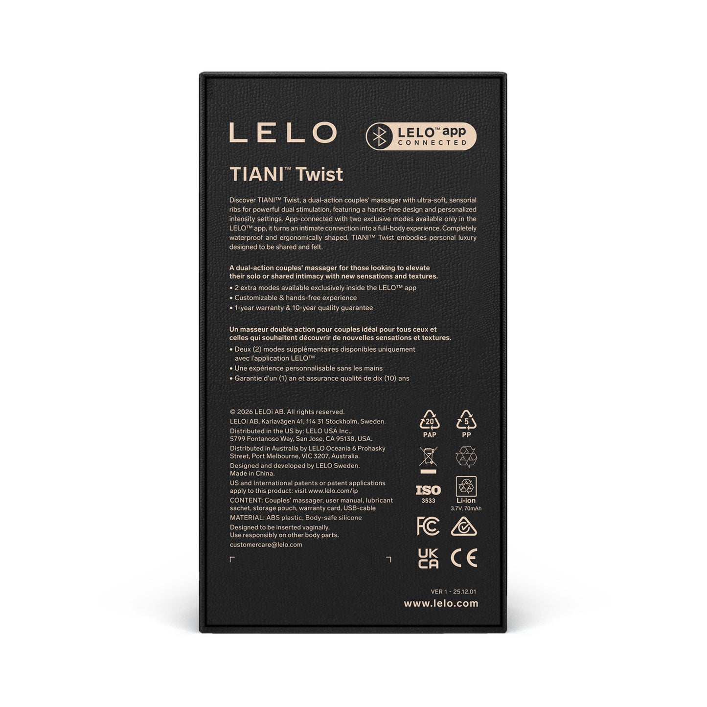 Lelo - Tiani Twist Couple Massager Lavender