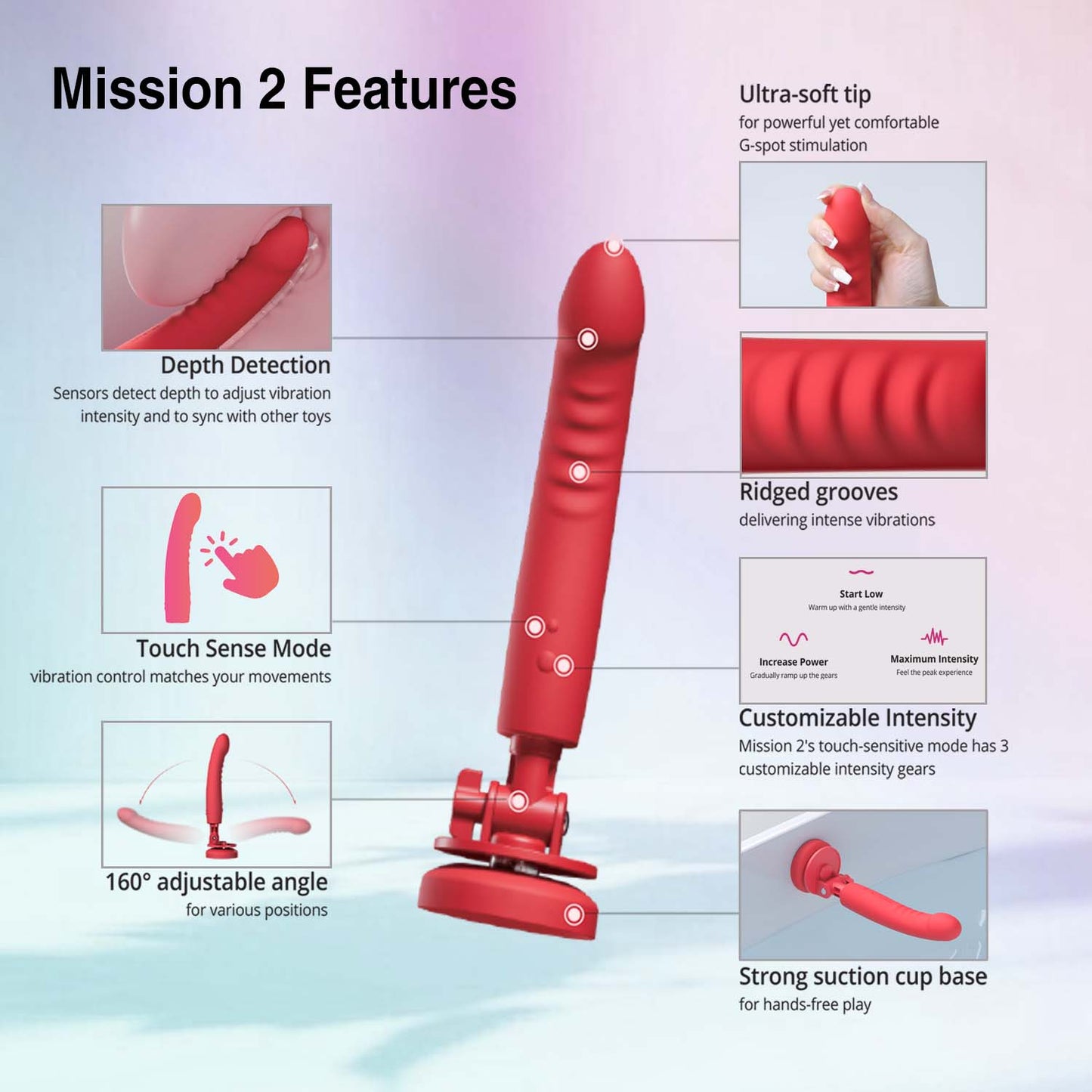 Lovense - Mission 2 App-Controlled Touch Sensitive Suction Cup Dildo