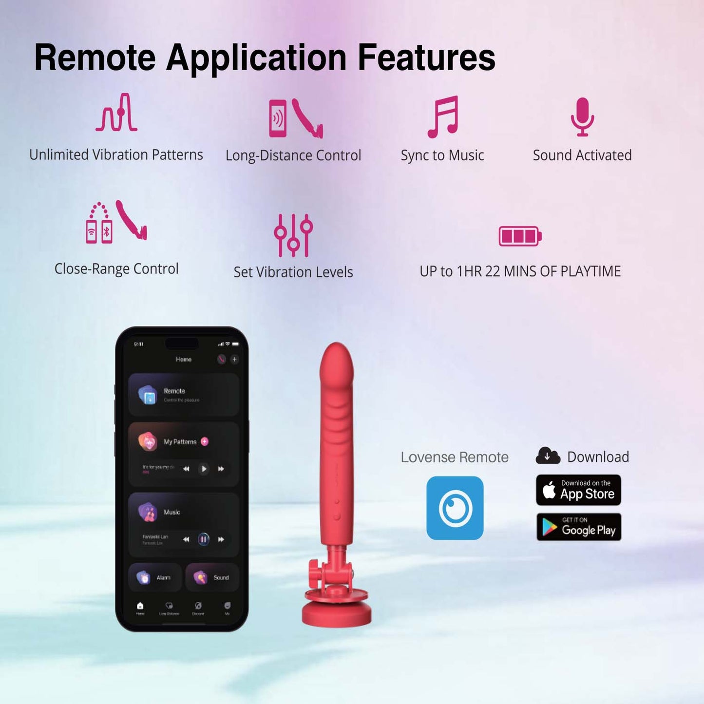 Lovense - Mission 2 App-Controlled Touch Sensitive Suction Cup Dildo