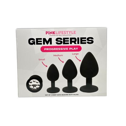 Pink Lifestyle - Gem Series Progressive Play 3-pc Silicone Anal Training Set Black