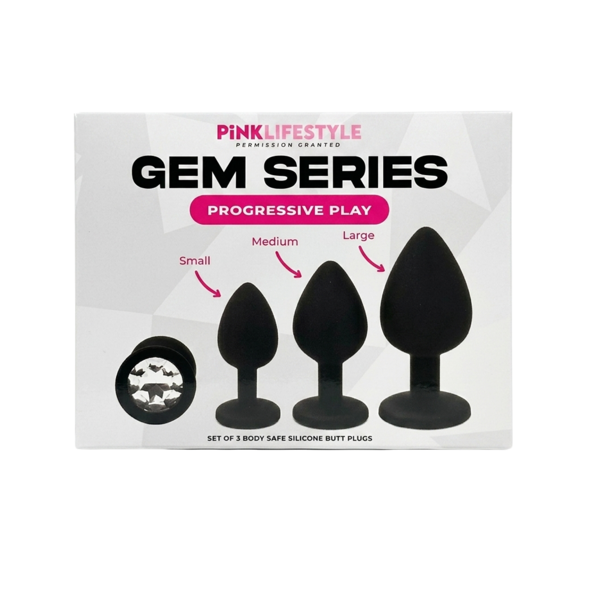 Pink Lifestyle - Gem Series Progressive Play 3-pc Silicone Anal Training Set Black