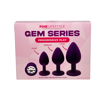 Pink Lifestyle - Gem Series Progressive Play 3-pc Silicone Anal Training Set Purple
