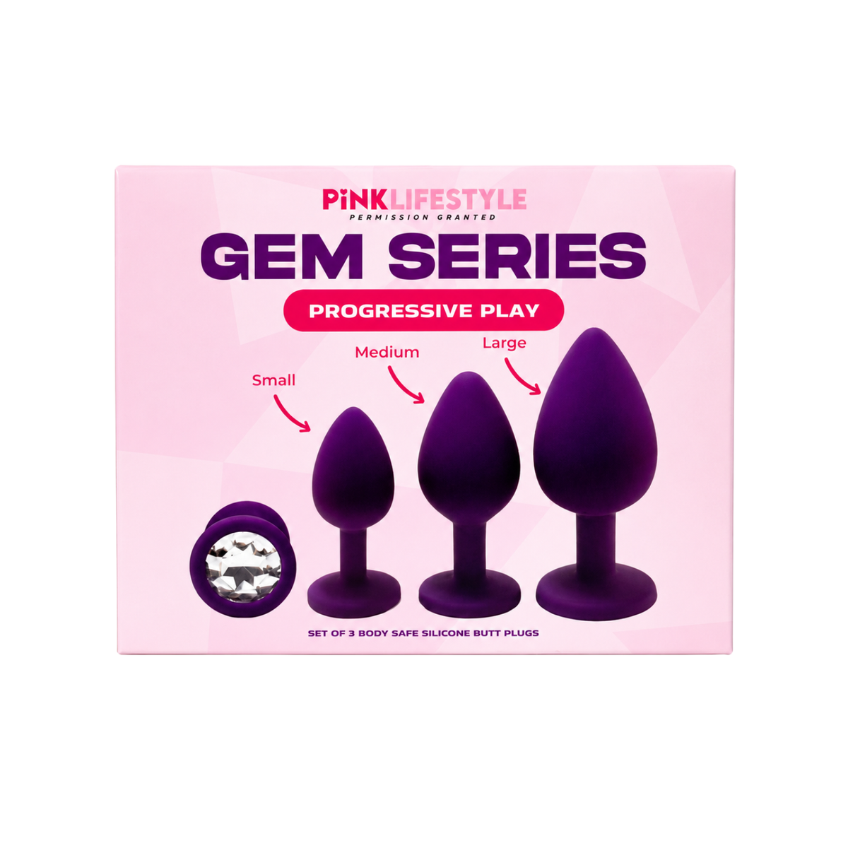 Pink Lifestyle - Gem Series Progressive Play 3-pc Silicone Anal Training Set Purple