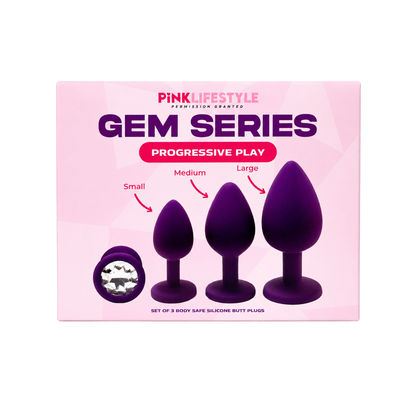 Pink Lifestyle - Gem Series Progressive Play 3-pc Silicone Anal Training Set Purple
