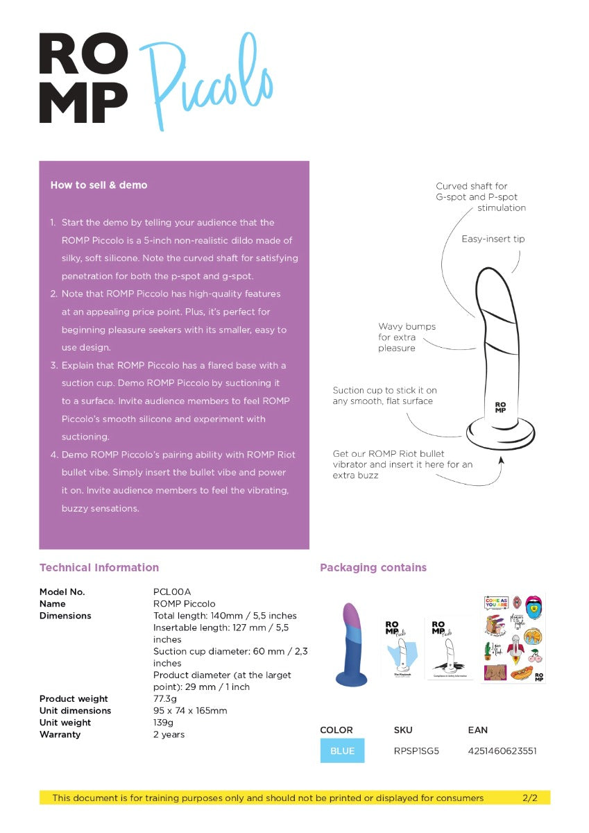 ROMP - Piccolo Hit The Right Note 5.5" Harness Compatible Silicone Suction Cup Dildo 