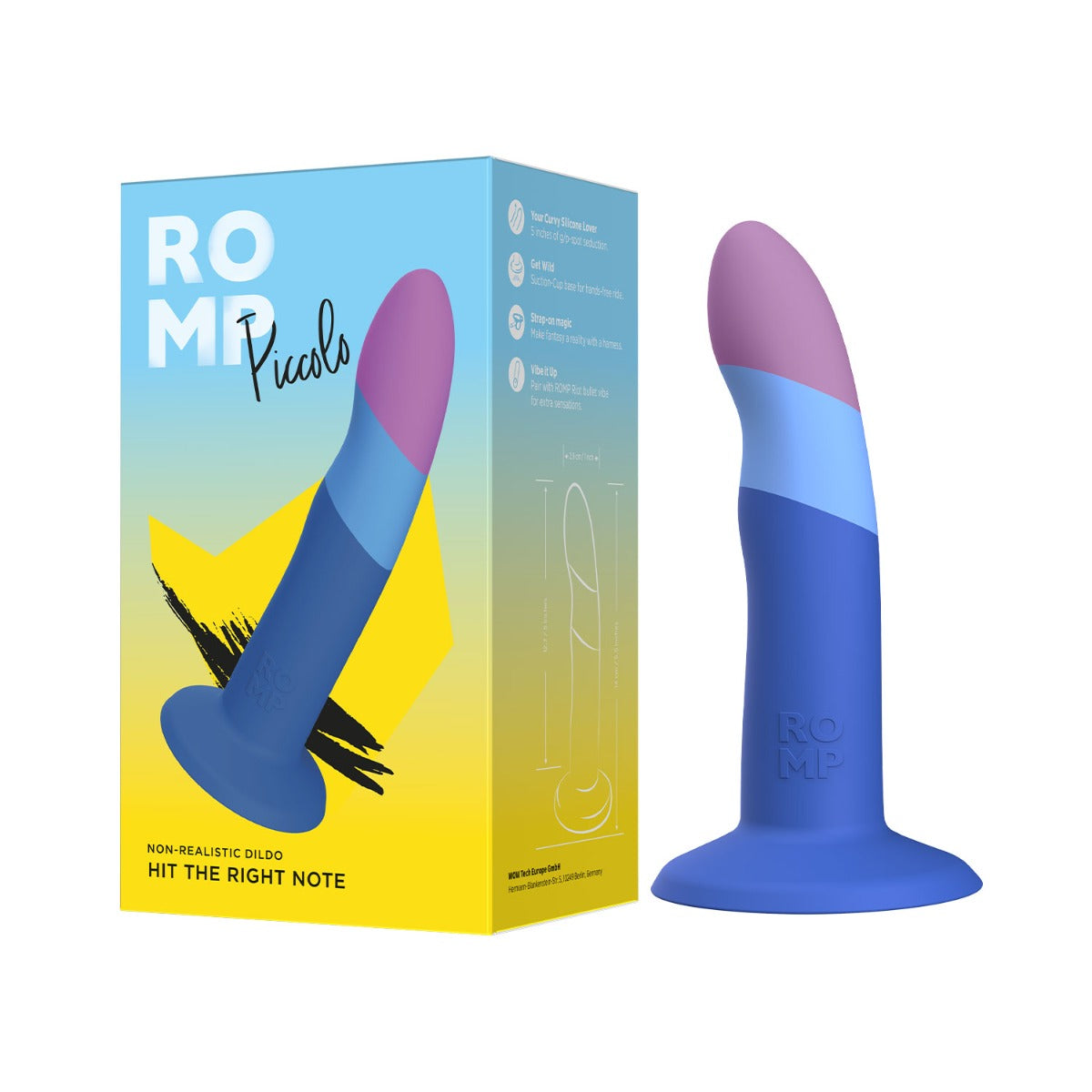 ROMP - Piccolo Hit The Right Note 5.5" Harness Compatible Silicone Suction Cup Dildo 