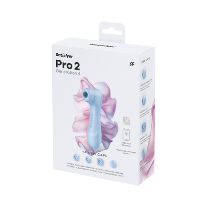 Satisfyer Pro 2 Gen 4 App Connect Double Air Pulse Stimulator Serene Blue