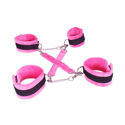 SM Club - Pink and Black Soft Touch Plush BDSM Intermediate 8-piece Set