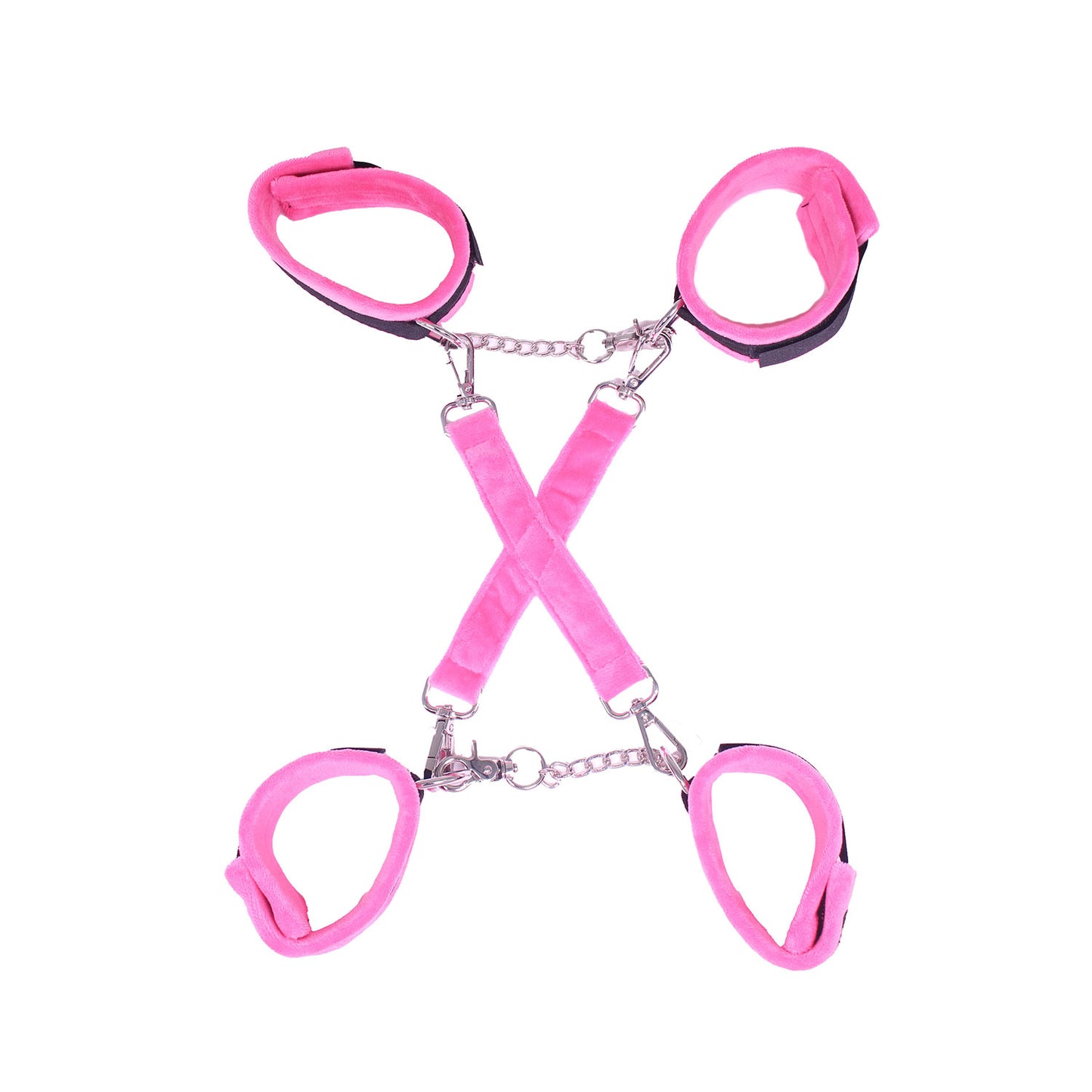 SM Club - Pink and Black Soft Touch Plush BDSM Intermediate 8-piece Set
