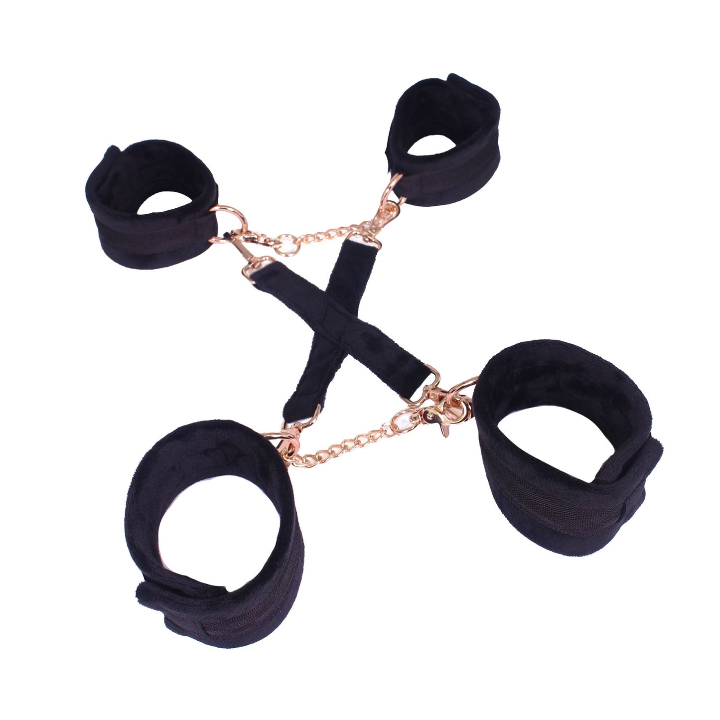 SM Club - Black and Gold Soft Touch Plush BDSM Intermediate 8-piece Set
