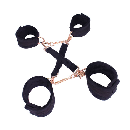 SM Club - Black and Gold Soft Touch Plush BDSM Intermediate 8-piece Set