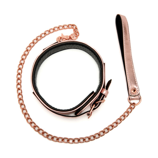SM Club - Rose Gold Faux Leather Collar and Leash