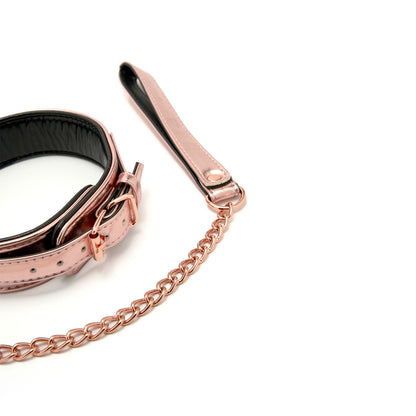 SM Club - Rose Gold Faux Leather Collar and Leash