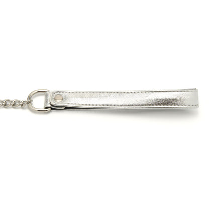 SM Club - Silver Faux Leather Collar and Leash