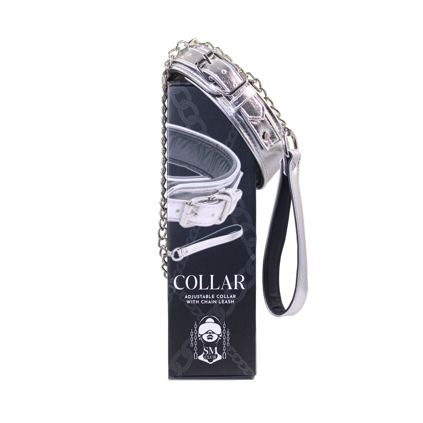 SM Club - Silver Faux Leather Collar and Leash